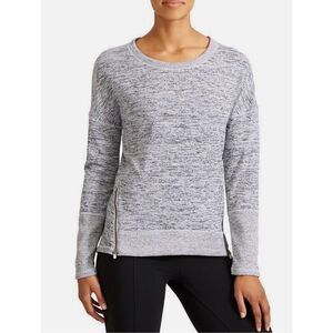 Athleta Heather Gray Crewneck Top Zipper Detail Medium